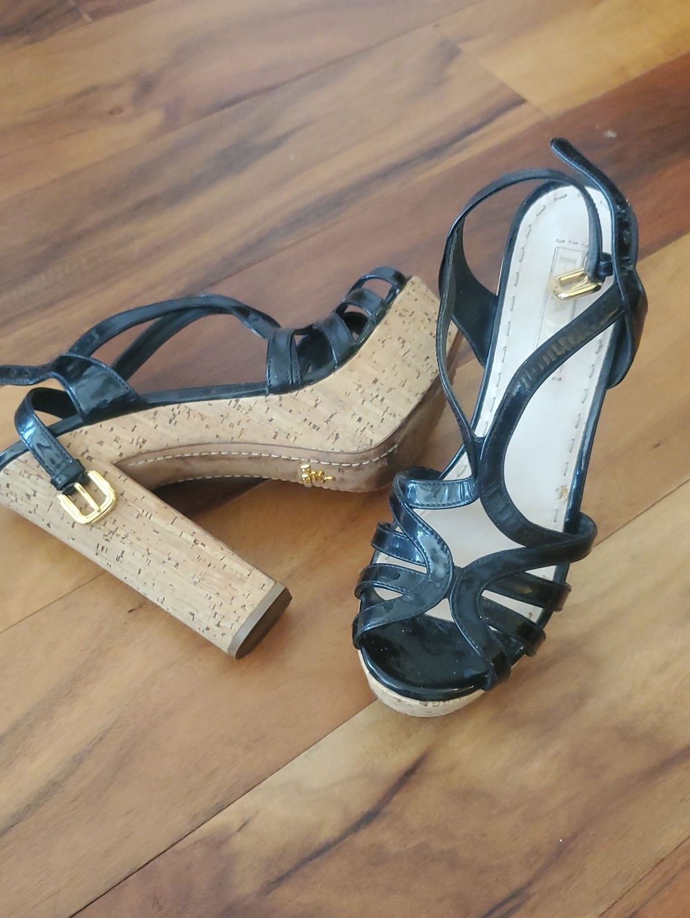 Prada Black Cork Platform Strappy Sandals - Women 38